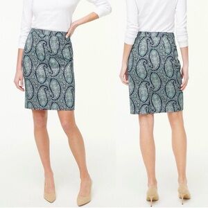 NWT J.Crew Factory Printed Stretch Paisley pencil skirt - Size 8
